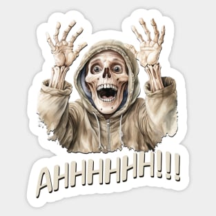 Ahhh! Funny Surprised Skeleton design Sticker